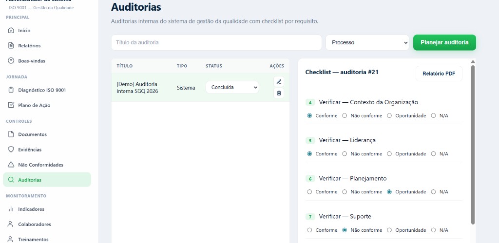 Captura de tela: Diagnóstico GAP